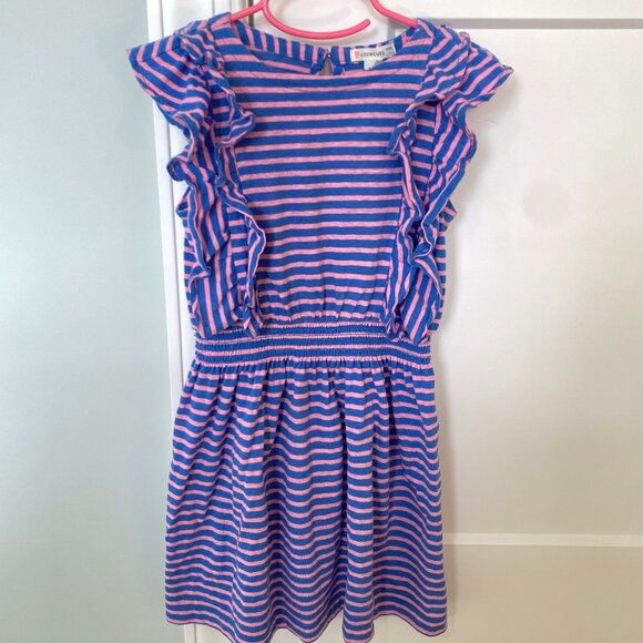 Crewcuts Other - J. Crew Crewcuts Pink and Blue Striped Ruffle Dress Size 4 Girls